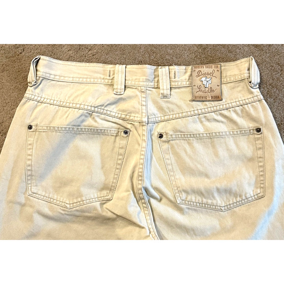 Diesel Saddle Jeans Mens Western Cowboy Beige Button Fly Pants Logo 33x28.5 - Picture 4 of 14